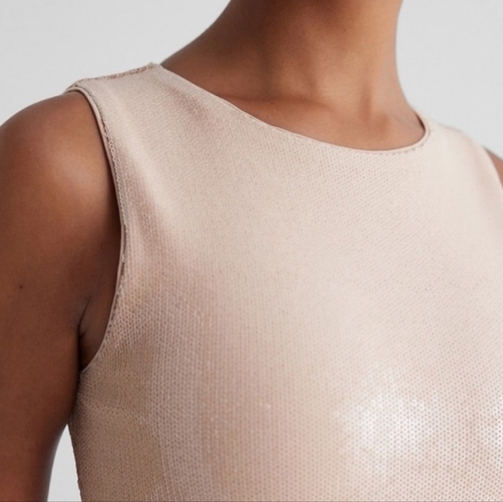 Express‎ Elevated Cream Sequin Sleeveless Crew Ne… - image 2